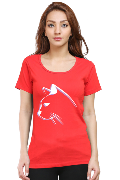 Print Round Neck Regular Sleeves Cotton Tshirt