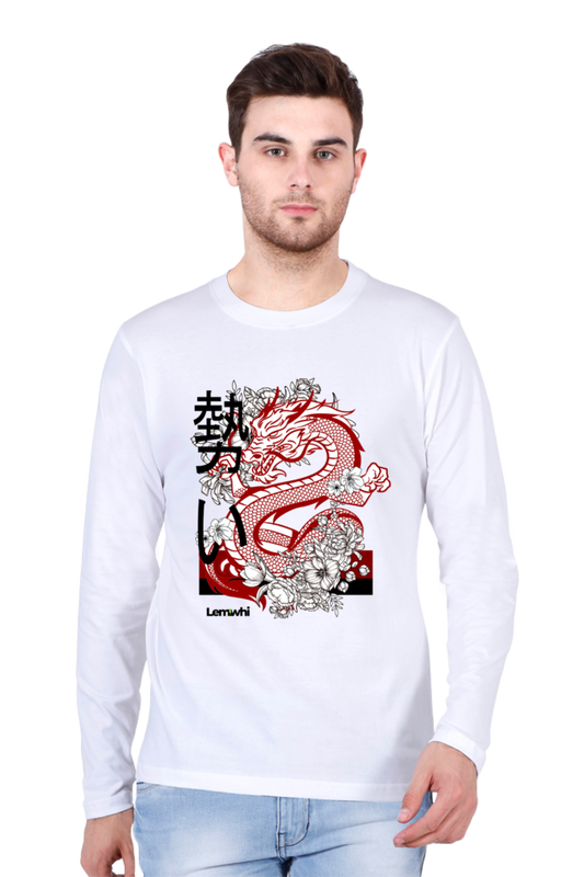 Crew Neck Graphic Printed Cotton T-shirt Full Sleeve