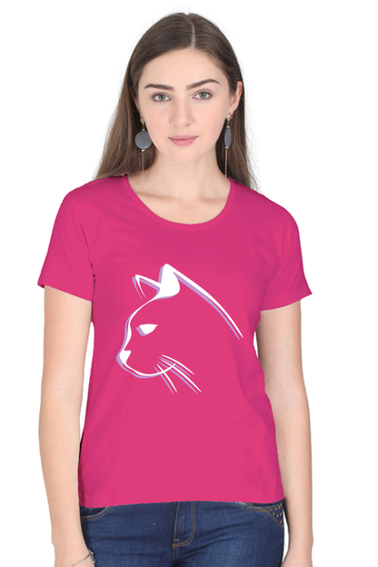 Print Round Neck Regular Sleeves Cotton Tshirt