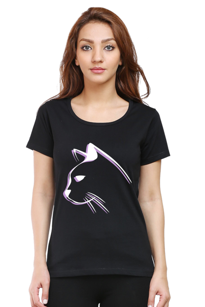 Print Round Neck Regular Sleeves Cotton Tshirt