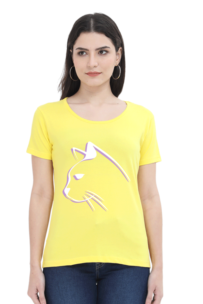 Print Round Neck Regular Sleeves Cotton Tshirt