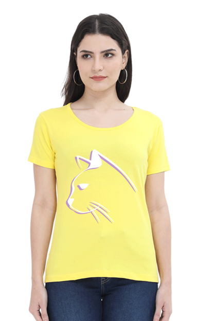 Print Round Neck Regular Sleeves Cotton Tshirt