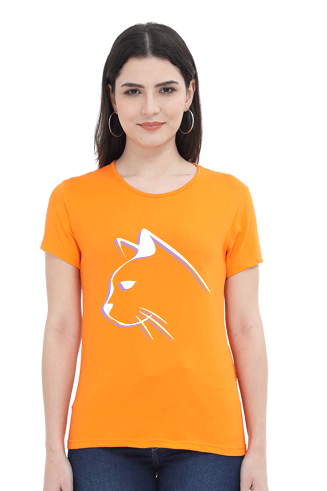 Print Round Neck Regular Sleeves Cotton Tshirt