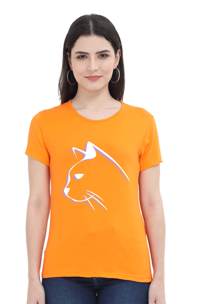 Print Round Neck Regular Sleeves Cotton Tshirt