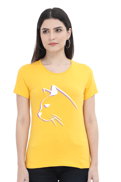 Print Round Neck Regular Sleeves Cotton Tshirt