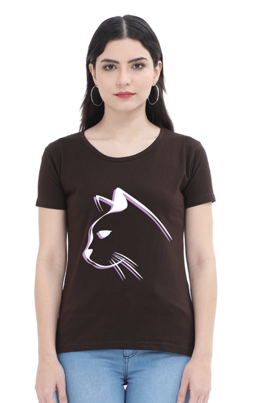 Print Round Neck Regular Sleeves Cotton Tshirt