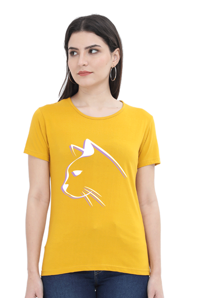 Print Round Neck Regular Sleeves Cotton Tshirt