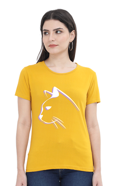 Print Round Neck Regular Sleeves Cotton Tshirt