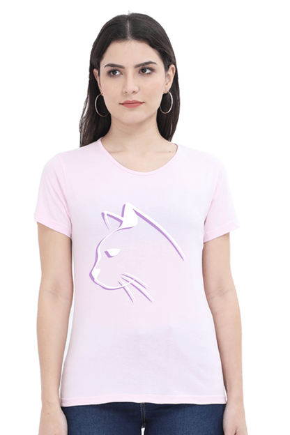 Print Round Neck Regular Sleeves Cotton Tshirt