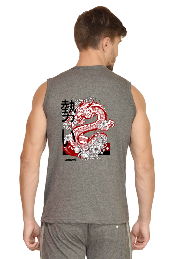 Crew Neck Graphic Printed Cotton T-shirt Sleeveless