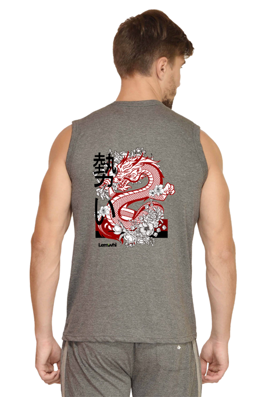 Crew Neck Graphic Printed Cotton T-shirt Sleeveless