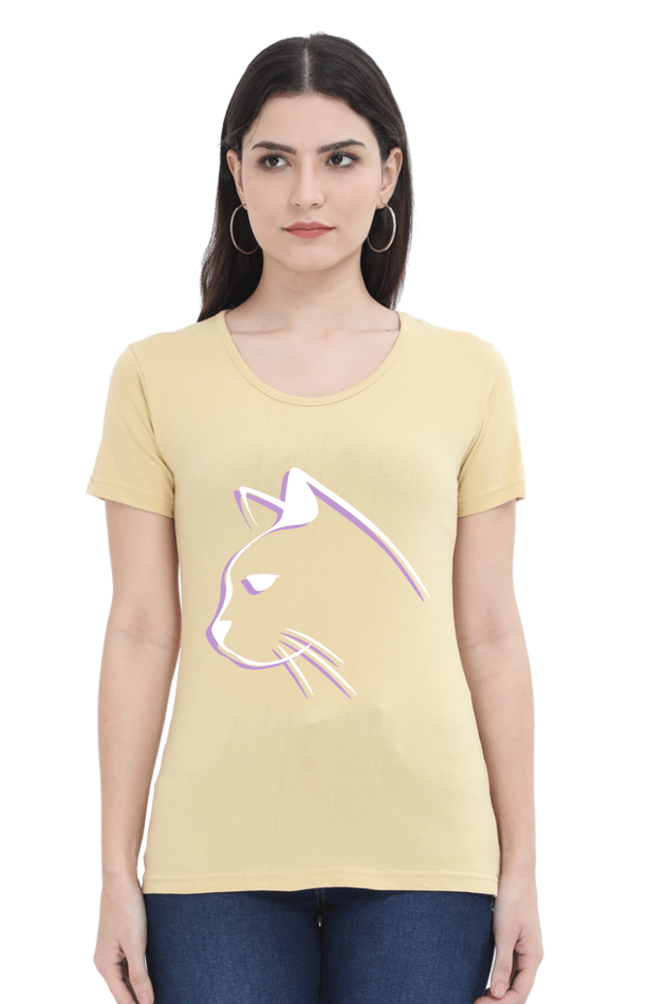 Print Round Neck Regular Sleeves Cotton Tshirt