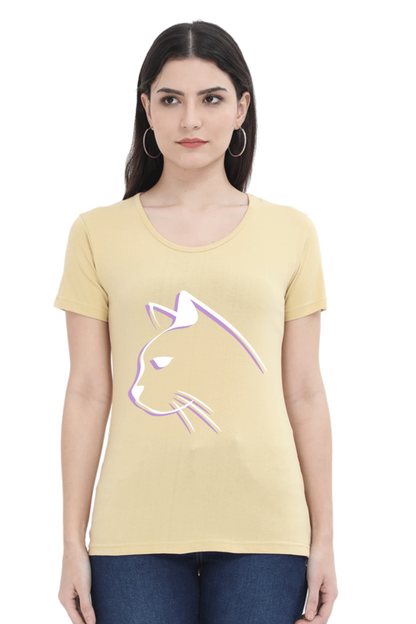 Print Round Neck Regular Sleeves Cotton Tshirt