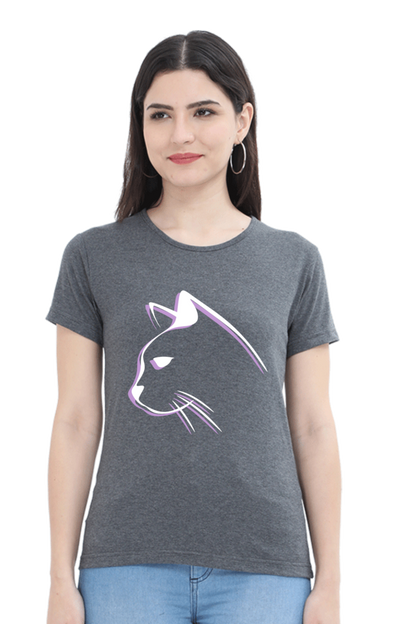 Print Round Neck Regular Sleeves Cotton Tshirt