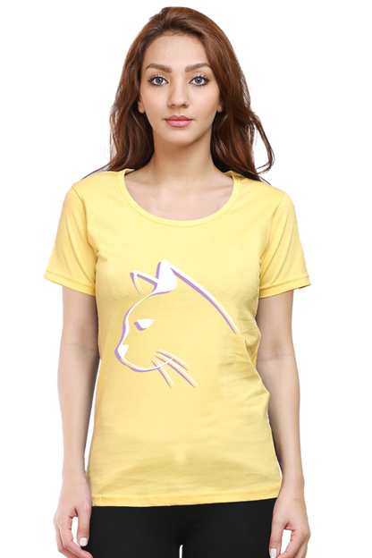 Print Round Neck Regular Sleeves Cotton Tshirt