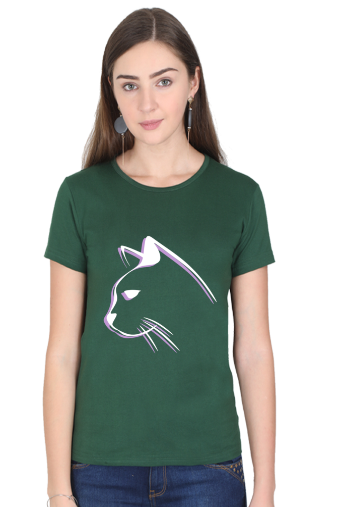 Print Round Neck Regular Sleeves Cotton Tshirt