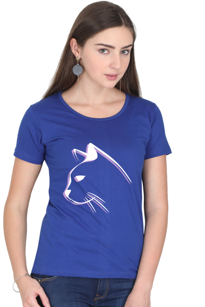 Print Round Neck Regular Sleeves Cotton Tshirt